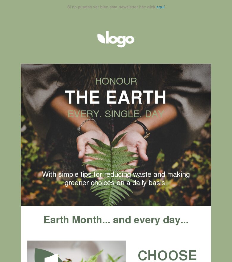 Plantilla email marketing Honra a la tierra