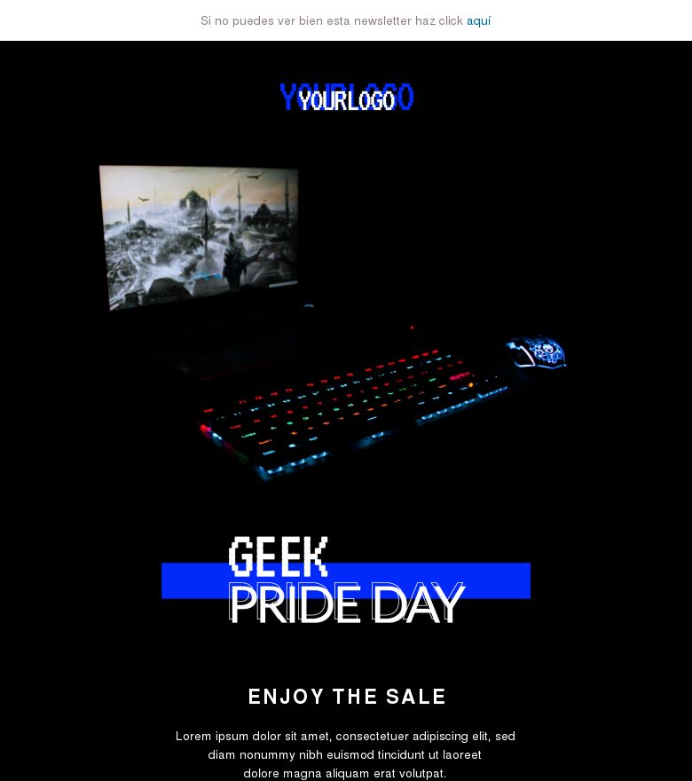 Plantilla email marketing Feliz día del orgullo friki