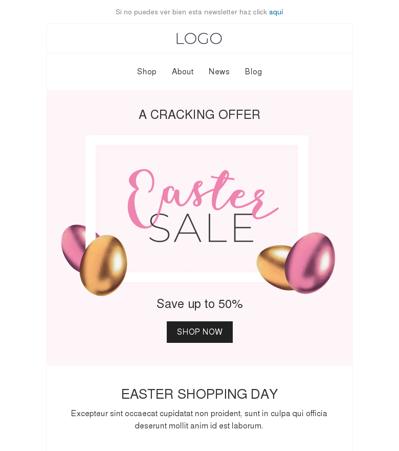 Plantilla email marketing Easter sale