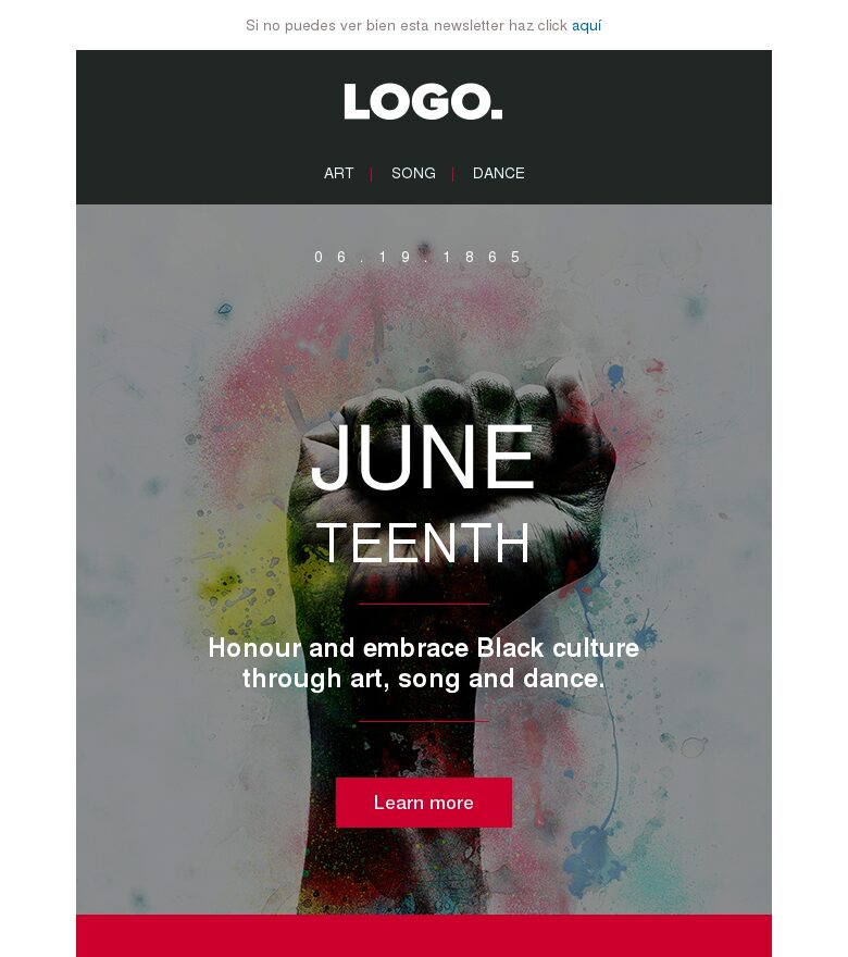 Plantilla email marketing Honra y abraza la cultura negra