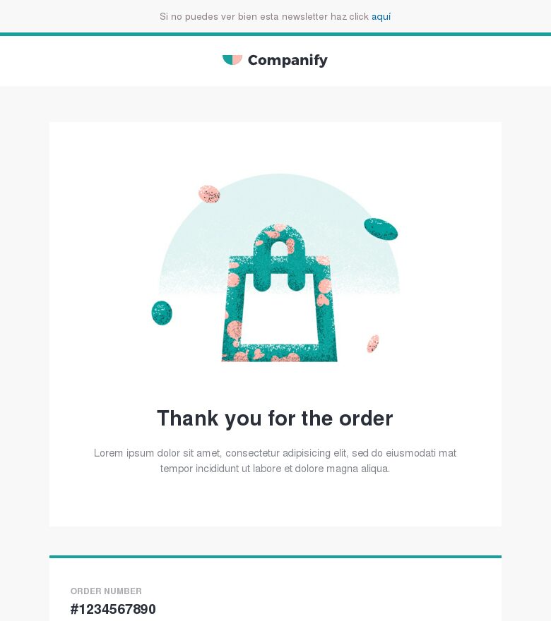 Plantilla email marketing Pedido recibido