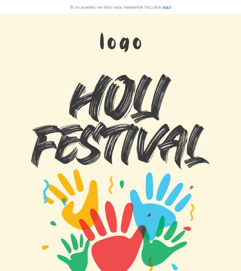 Plantilla email marketing Feliz festival Holi