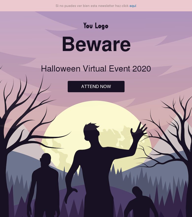 Plantilla email marketing Fiesta virtual de Halloween