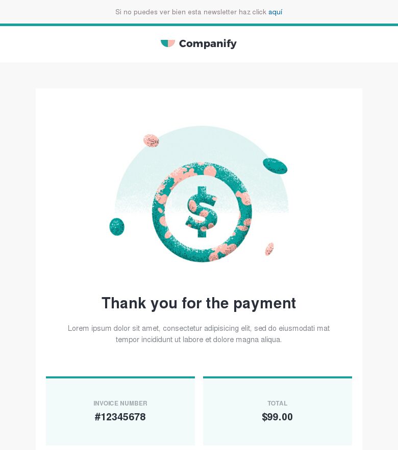 Plantilla email marketing Pago recibido