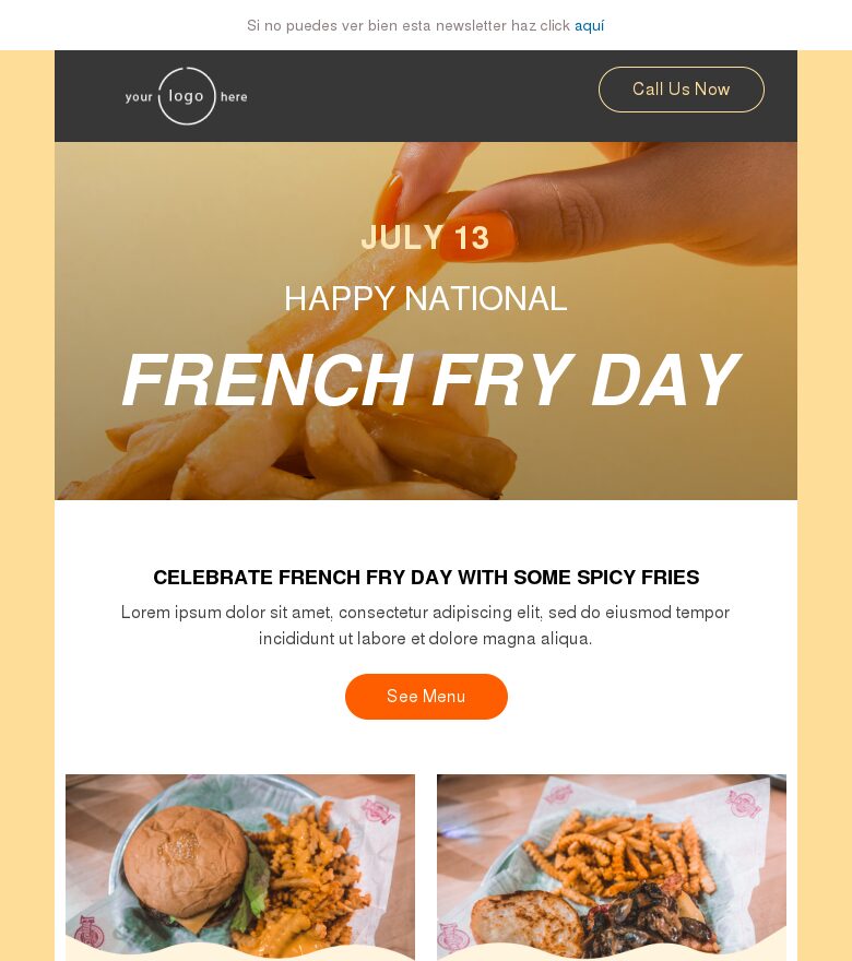 Plantilla email marketing Día nacional de las patatas fritas