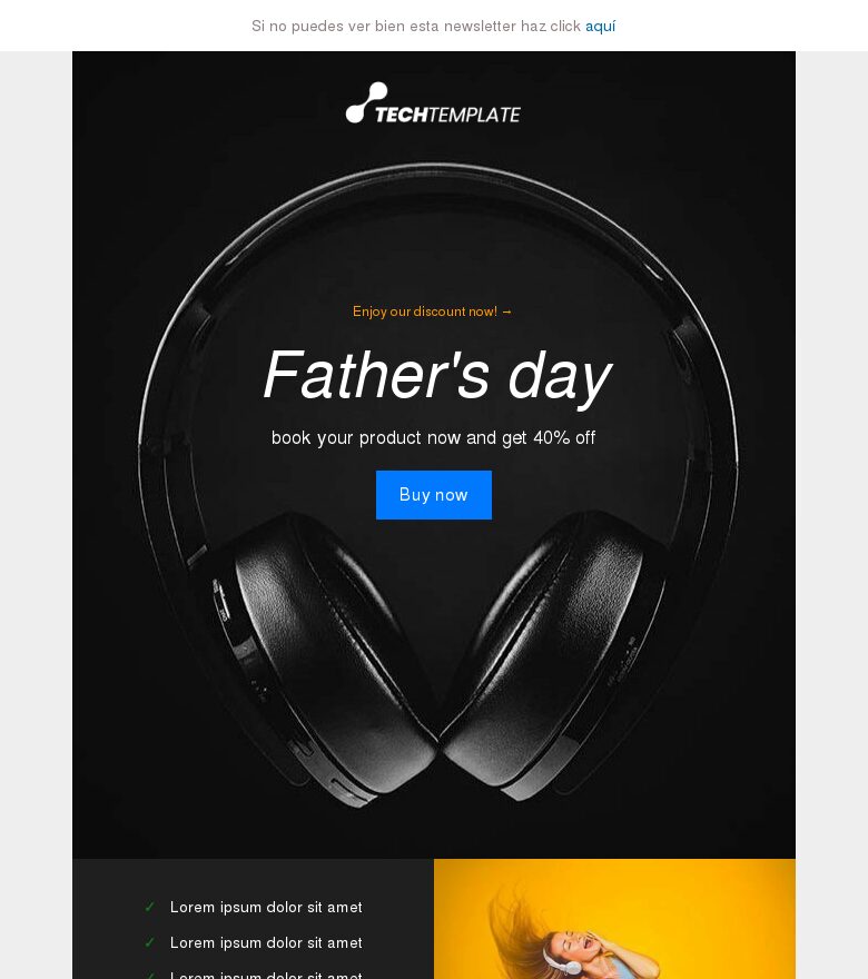 Plantilla email marketing Electrónica para el Día del Padre