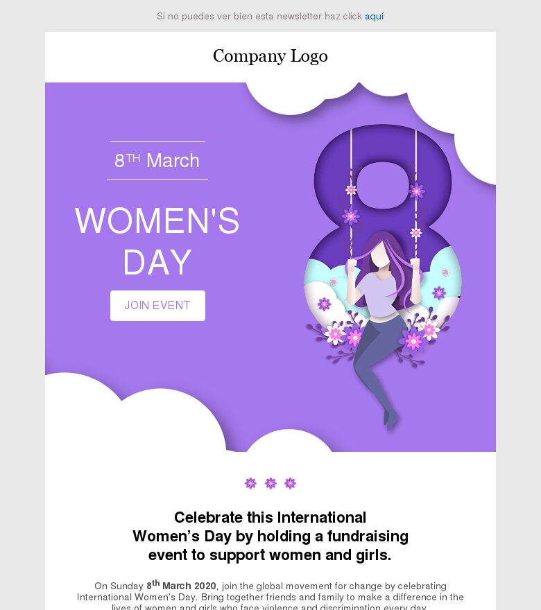 Plantilla email marketing 8 de marzo