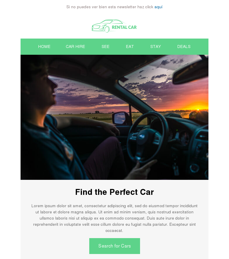 Plantilla email marketing Car hire