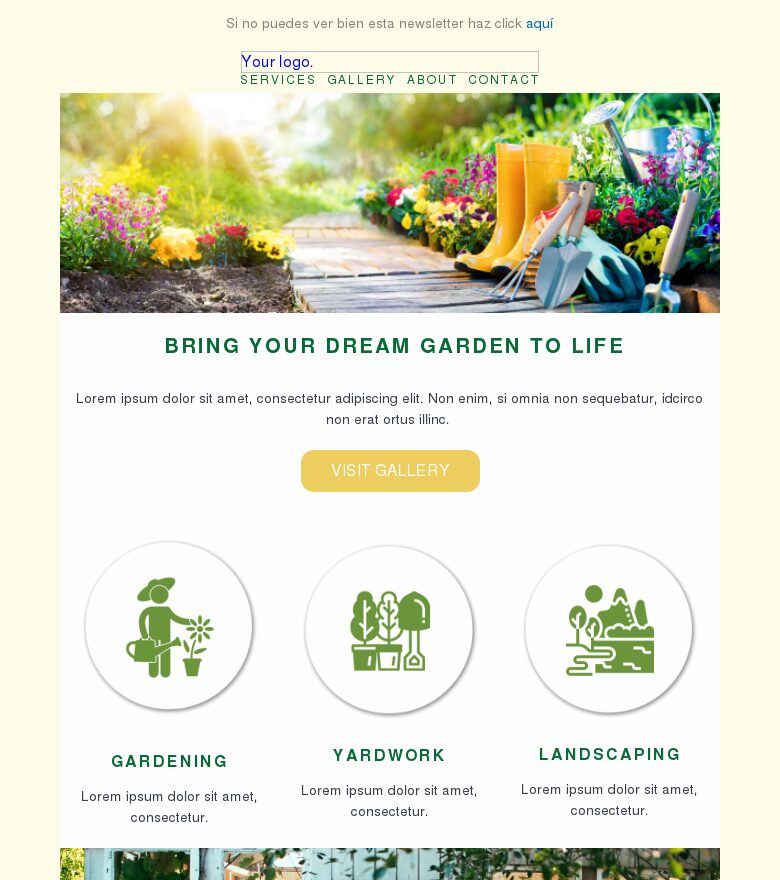 Plantilla email marketing Un verano en el jardín