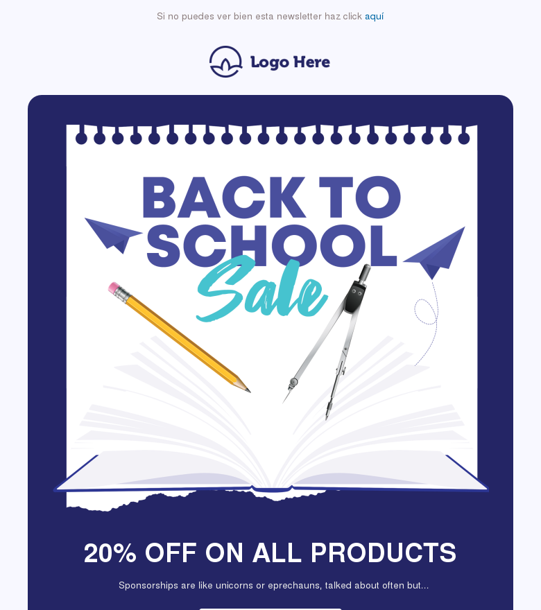 Plantilla email marketing Back to class and looking cool