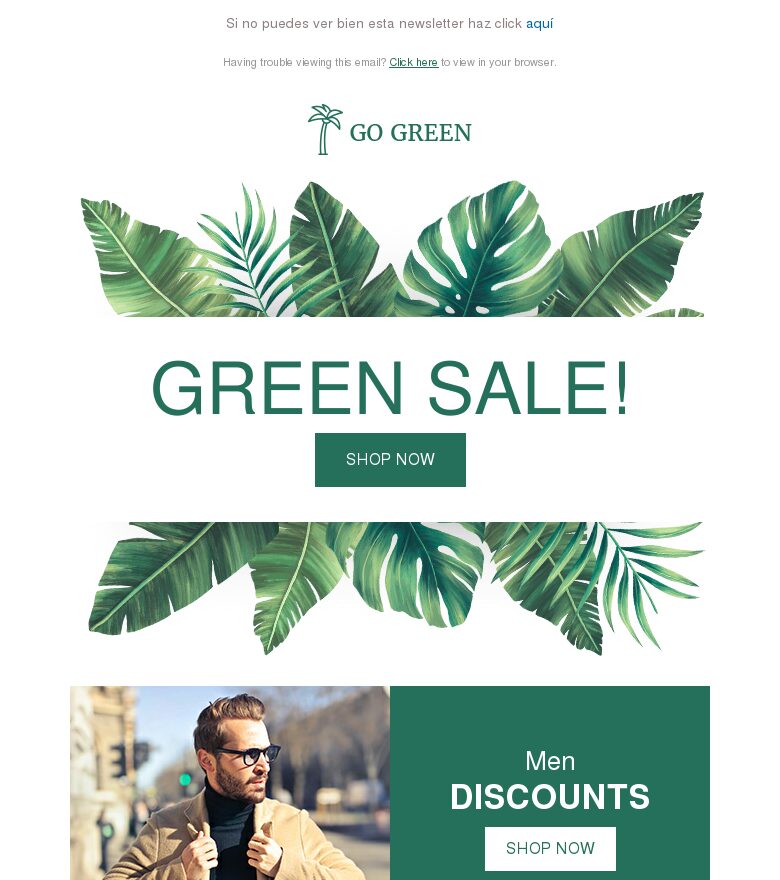 Plantilla email marketing Rebajas verdes