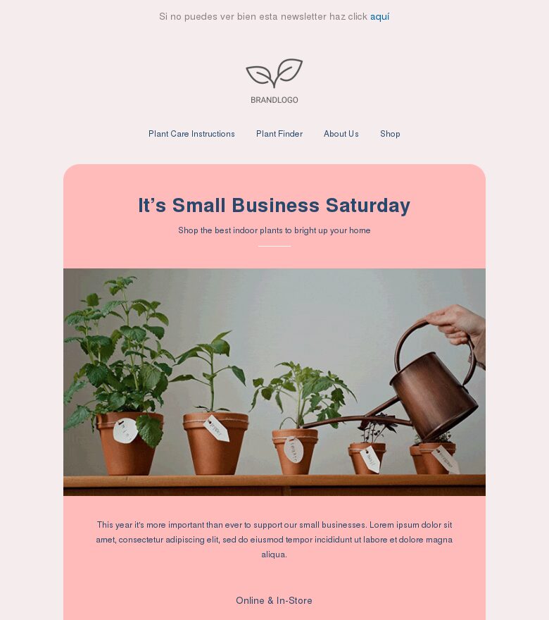 Plantilla email marketing En Gardeners es el sábado de pequeño comercio