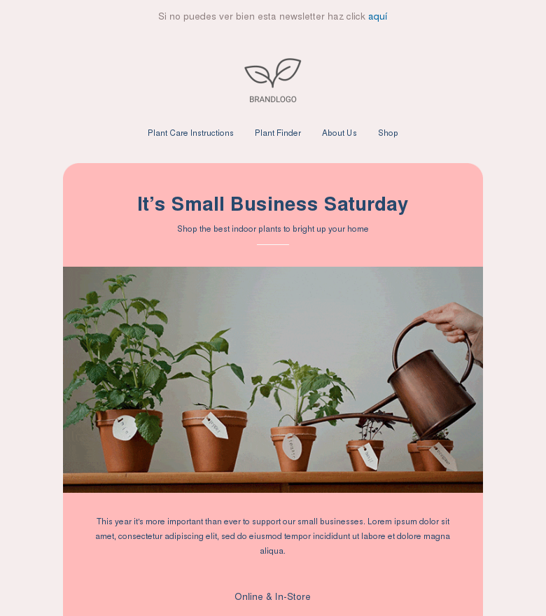 Plantilla email marketing At gardeners its small business saturday