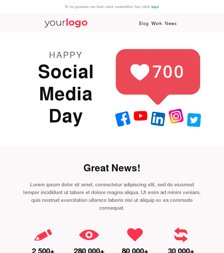 Plantilla email marketing Social media day animated