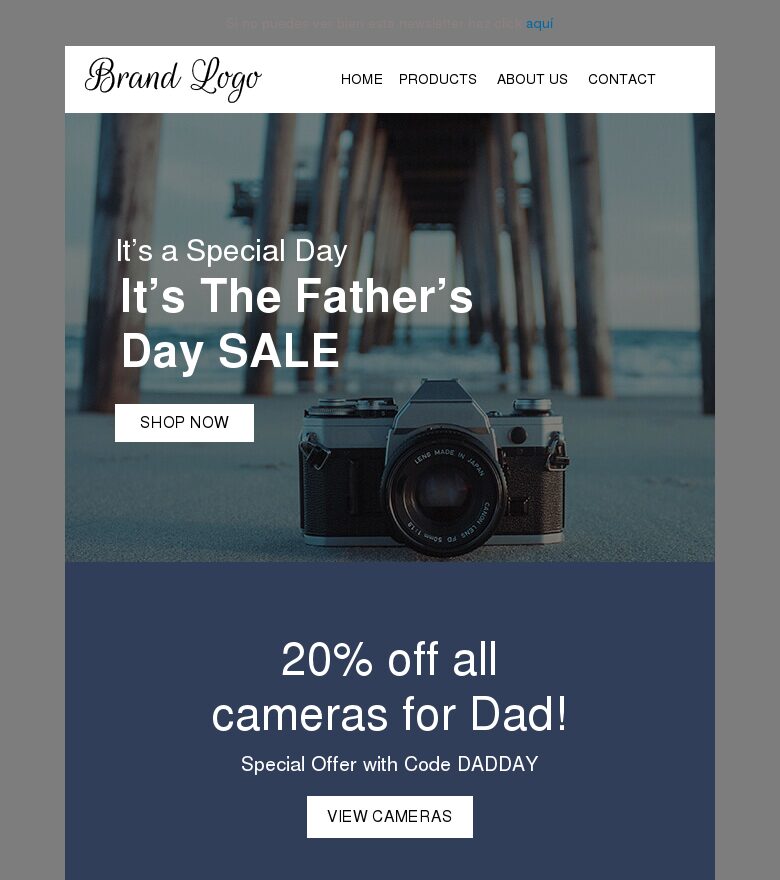 Plantilla email marketing Fotografía para el Día del Padre