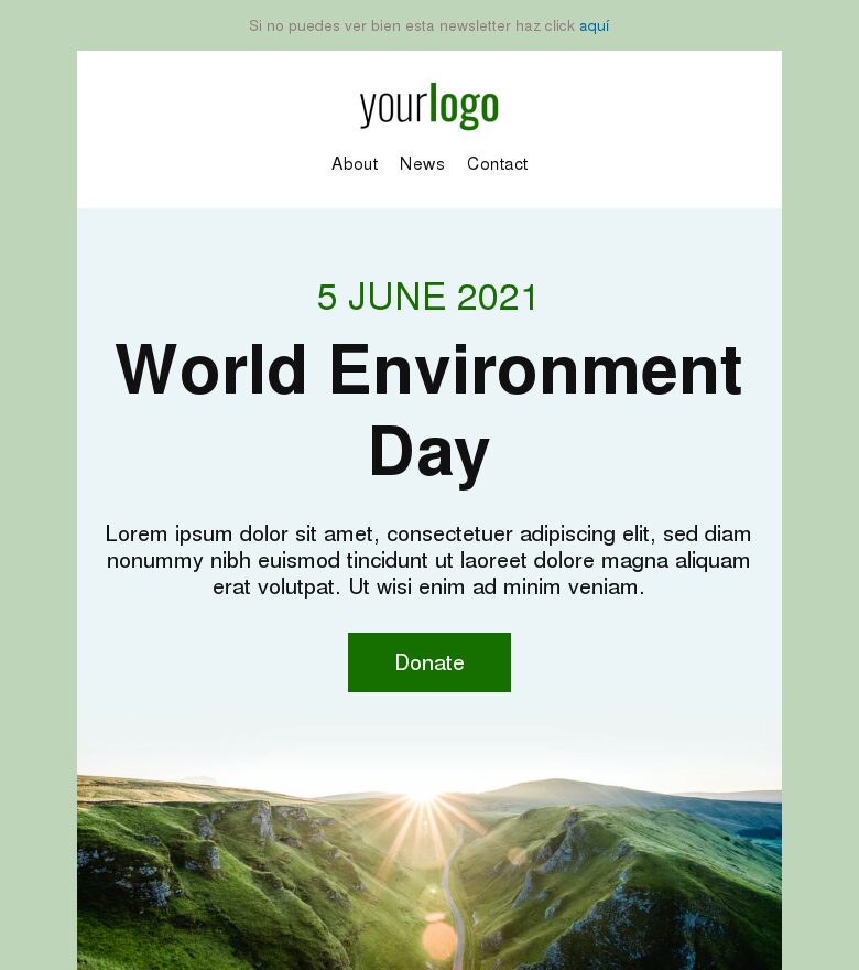 Plantilla email marketing Recaudación por el Día del Medio Ambiente
