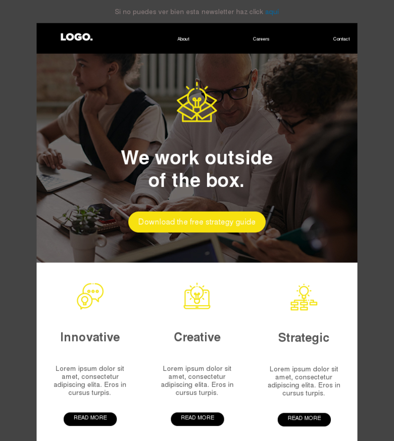 Plantilla email marketing We work outside of the box