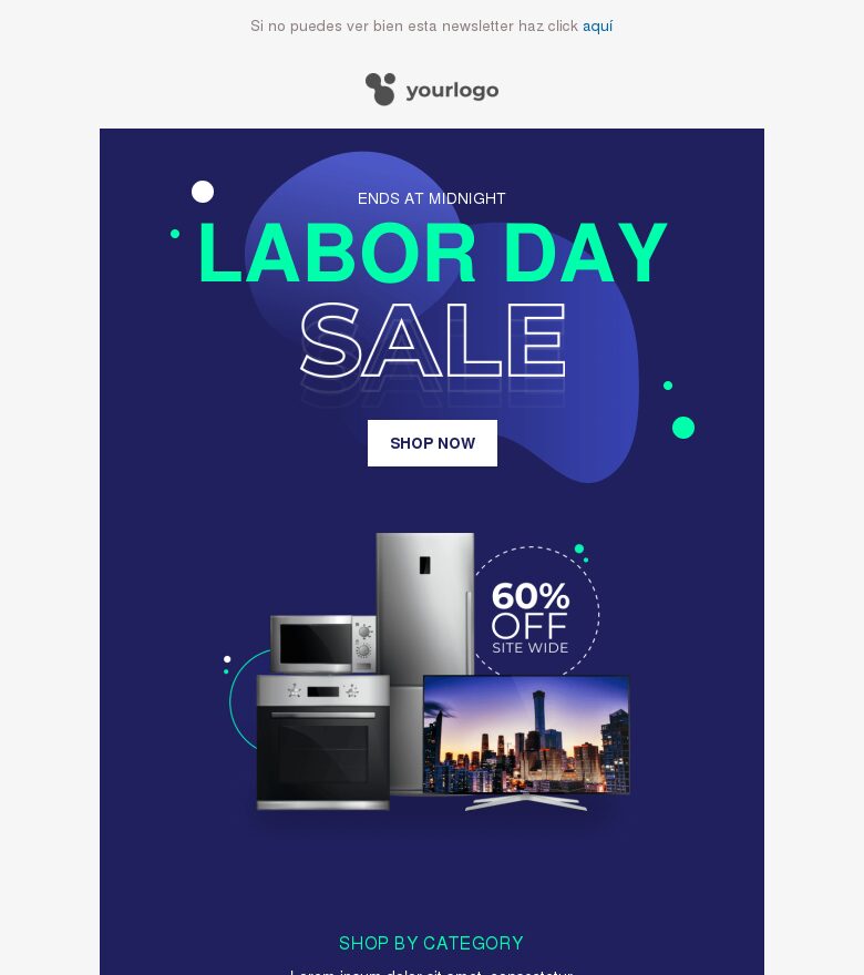 Plantilla email marketing Rebajas del Día del Trabajo