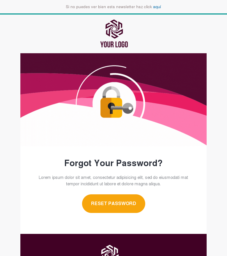 Plantilla email marketing Password reset notification