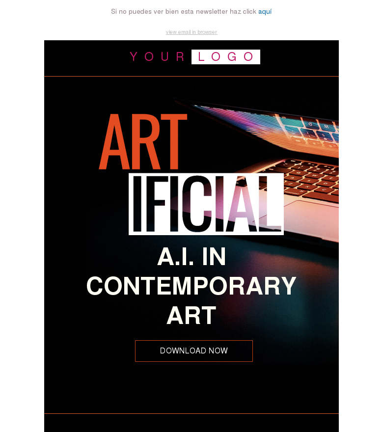 Plantilla email marketing Artificial e book