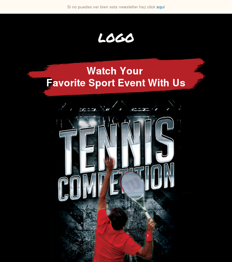 Plantilla email marketing Wimbledon tournament event