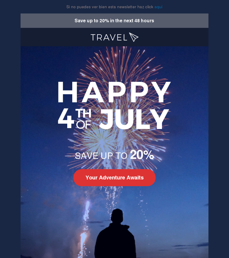 Plantilla email marketing Independence day trip
