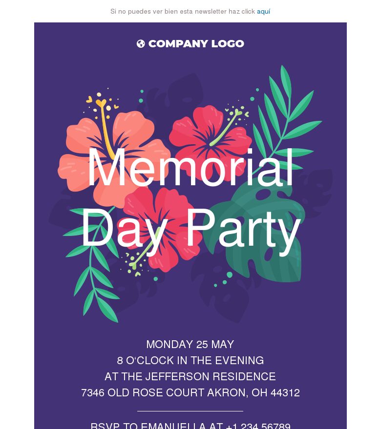 Plantilla email marketing Evento de Memorial Day