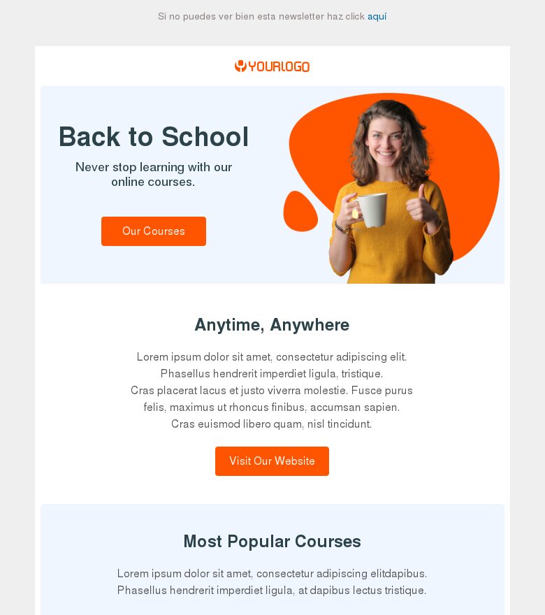 Plantilla email marketing E-learning de vuelta al cole