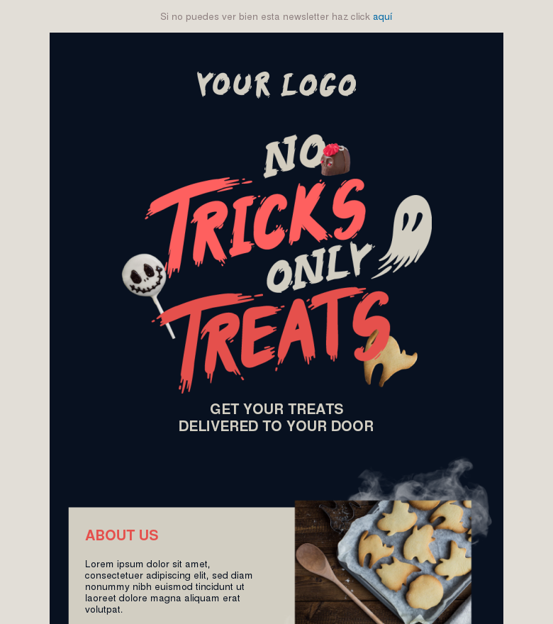 Plantilla email marketing No tricks only treats