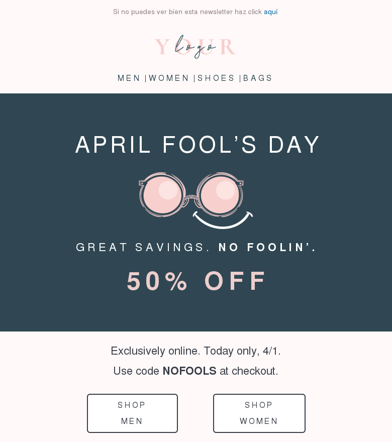 Plantilla email marketing April special discount