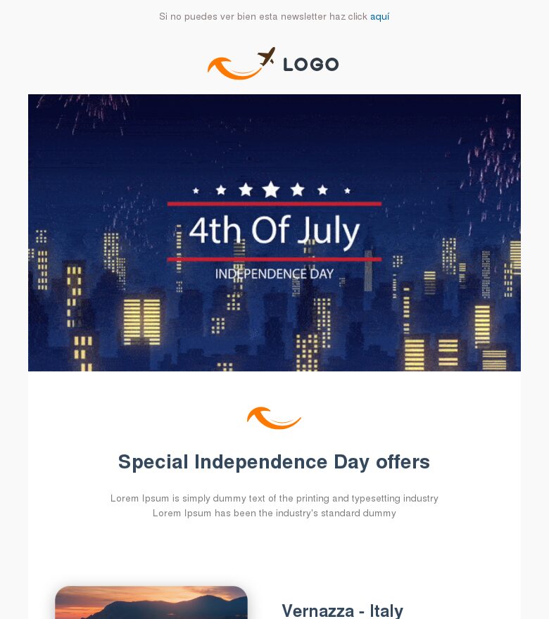 Plantilla email marketing 4 de julio 2