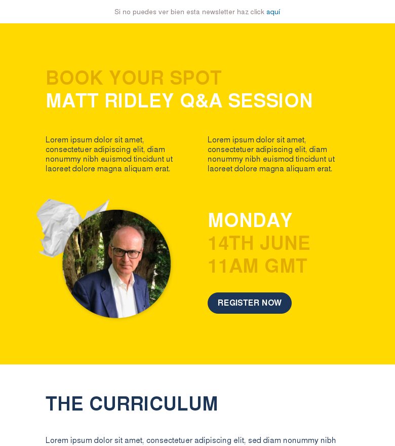 Plantilla email marketing Preguntas y respuestas del evento virtual