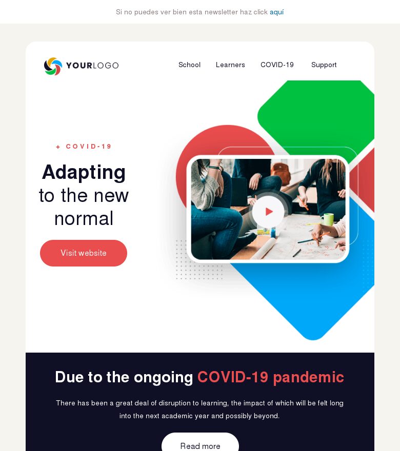 Plantilla email marketing Adaptándonos a la nueva normalidad