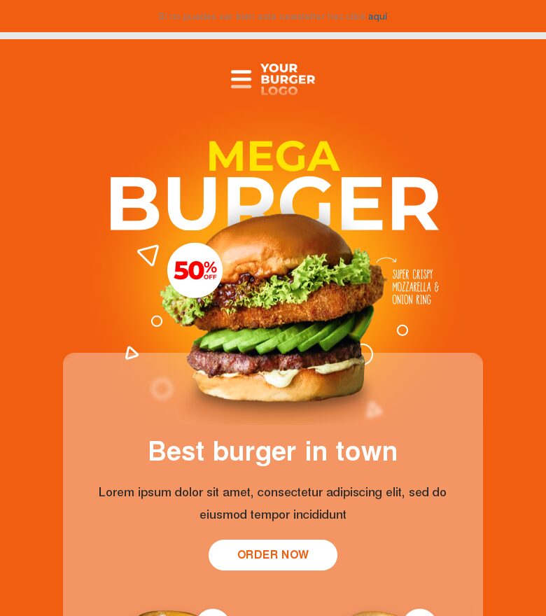 Template email marketing La mejor hamburguesa de la ciudad