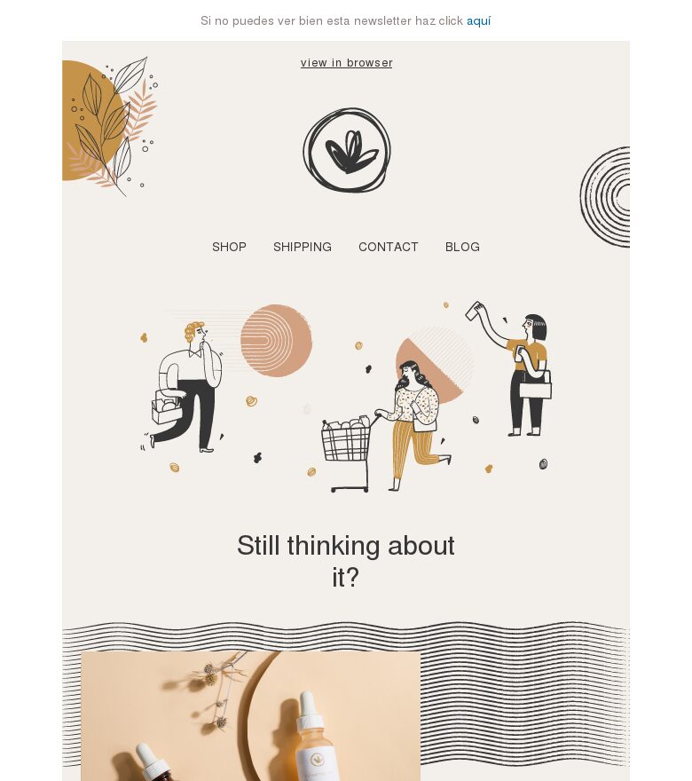 Plantilla email marketing Aún le estás dando vueltas