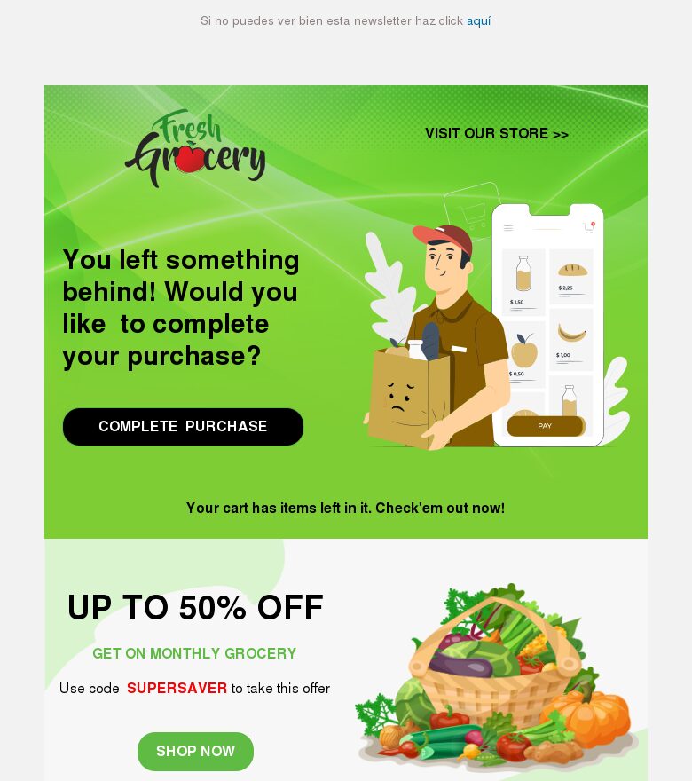 Plantilla email marketing Carrito abandonado