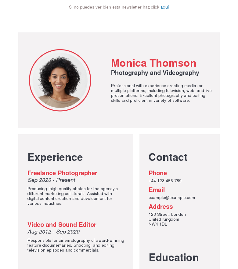 Plantilla email marketing Light cv