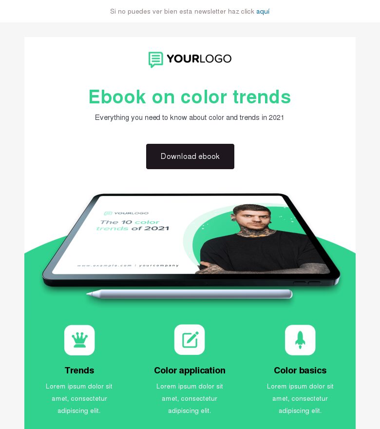 Plantilla email marketing Tendencias en ebooks