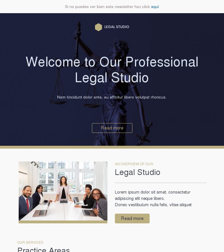 Plantilla email marketing Bienvenido a nuestro estudio jurídico