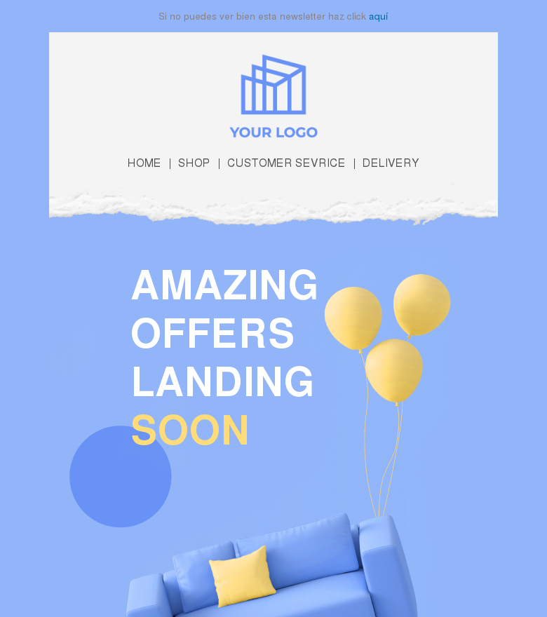 Plantilla email marketing Amazing offers landing soon