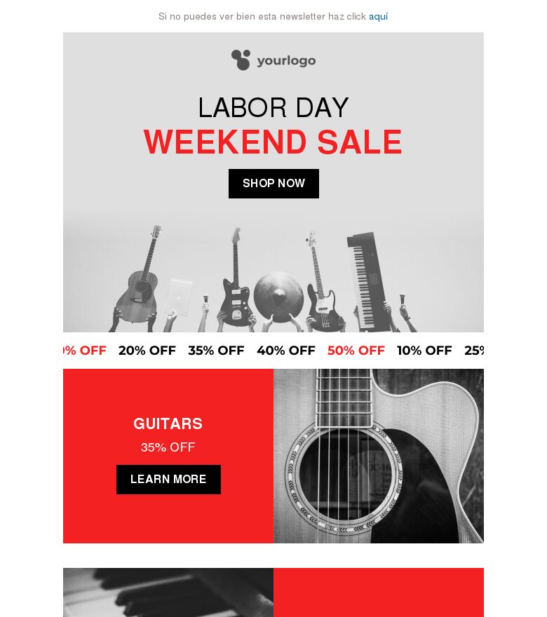 Plantilla email marketing Se acerca el finde del Día del Trabajo