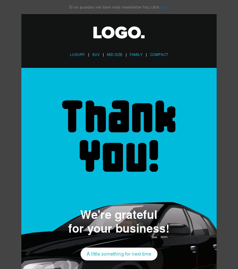 Email marketing template Gracias por viajar con nosotros