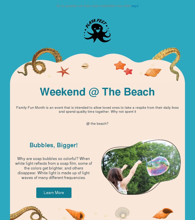 Plantilla email marketing Evento del festival de playa