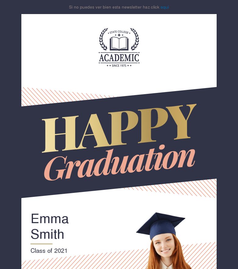 Plantilla email marketing Feliz graduación