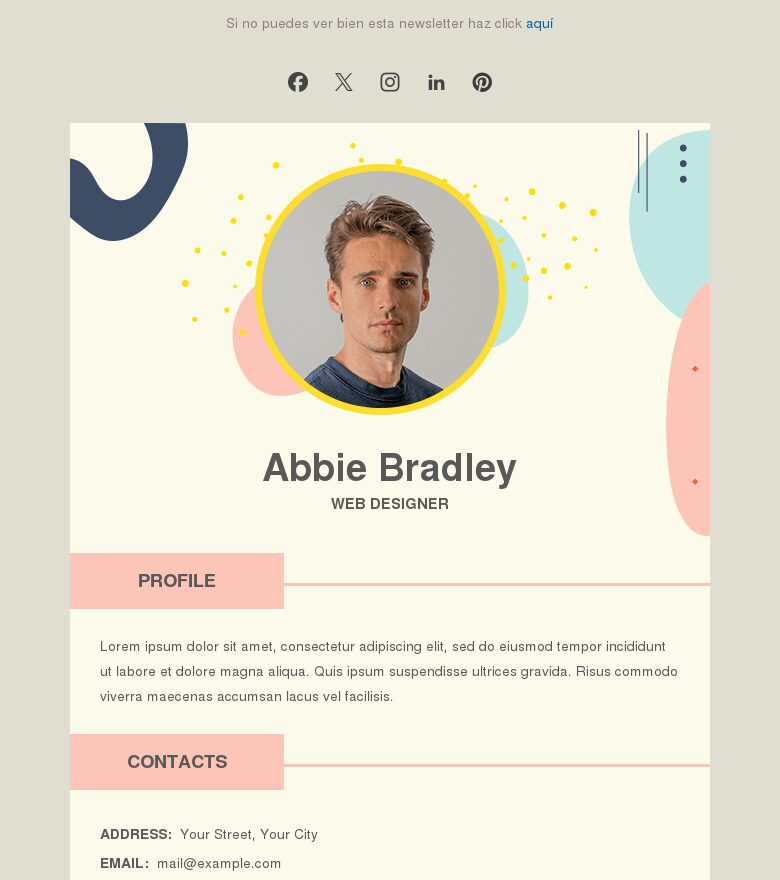 Plantilla email marketing Currículum de diseñador web