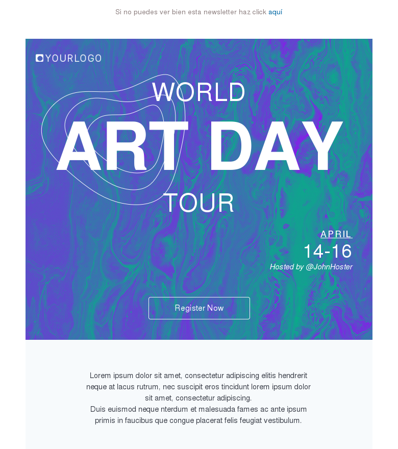 Plantilla email marketing World art day tour