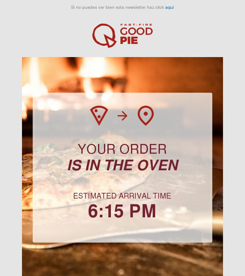 Plantilla email marketing Tu pedido del restaurante está en marcha