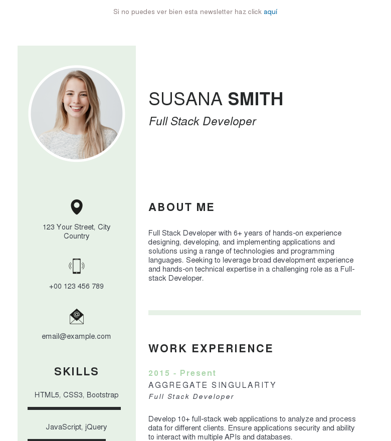 Plantilla email marketing Cvresume