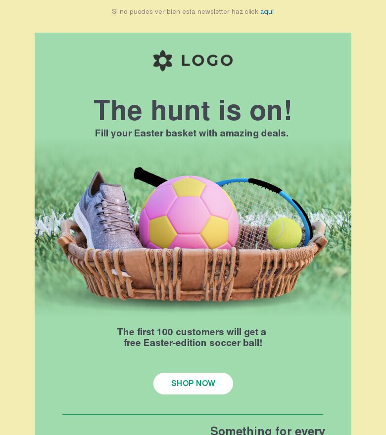 Plantilla email marketing Deportes de la búsqueda de huevos de Pascua