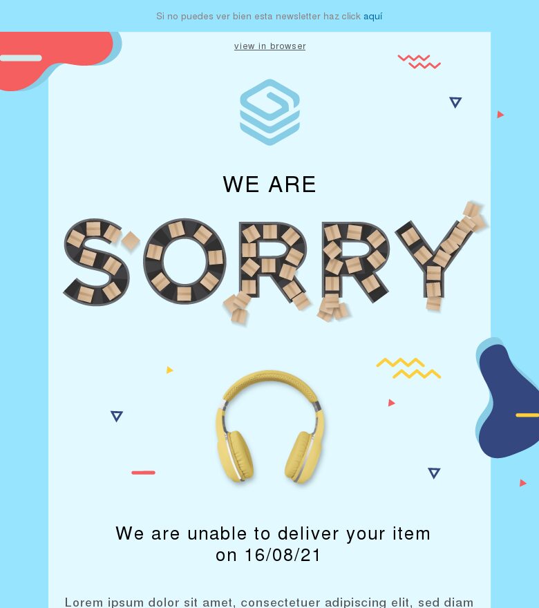 Plantilla email marketing Lo sentimos